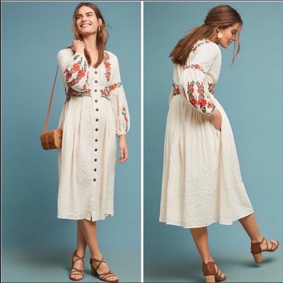 gracie embroidered midi dress